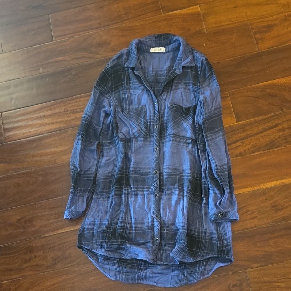 Bella Dahl Blue Plaid Button Down Shirt